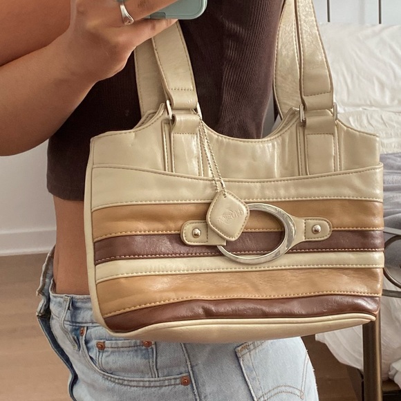 D-FUSION TAN, CREAM, AND BROWN MINI LEATHER BAG - Picture 4 of 6